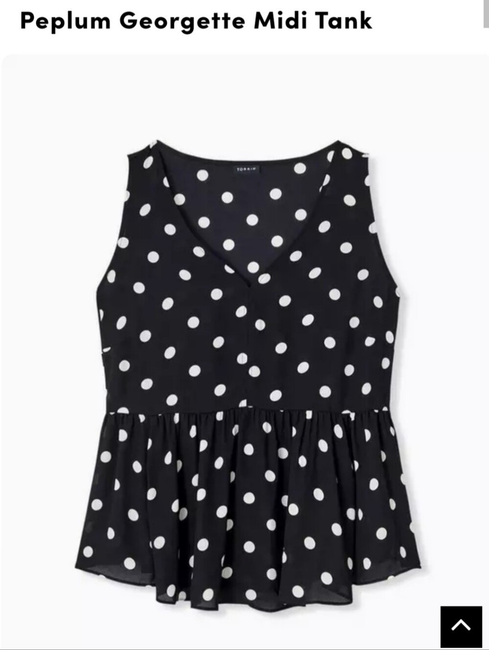 Torrid Peplum Midi Tank. Black with White Polka Dots. Size 2x